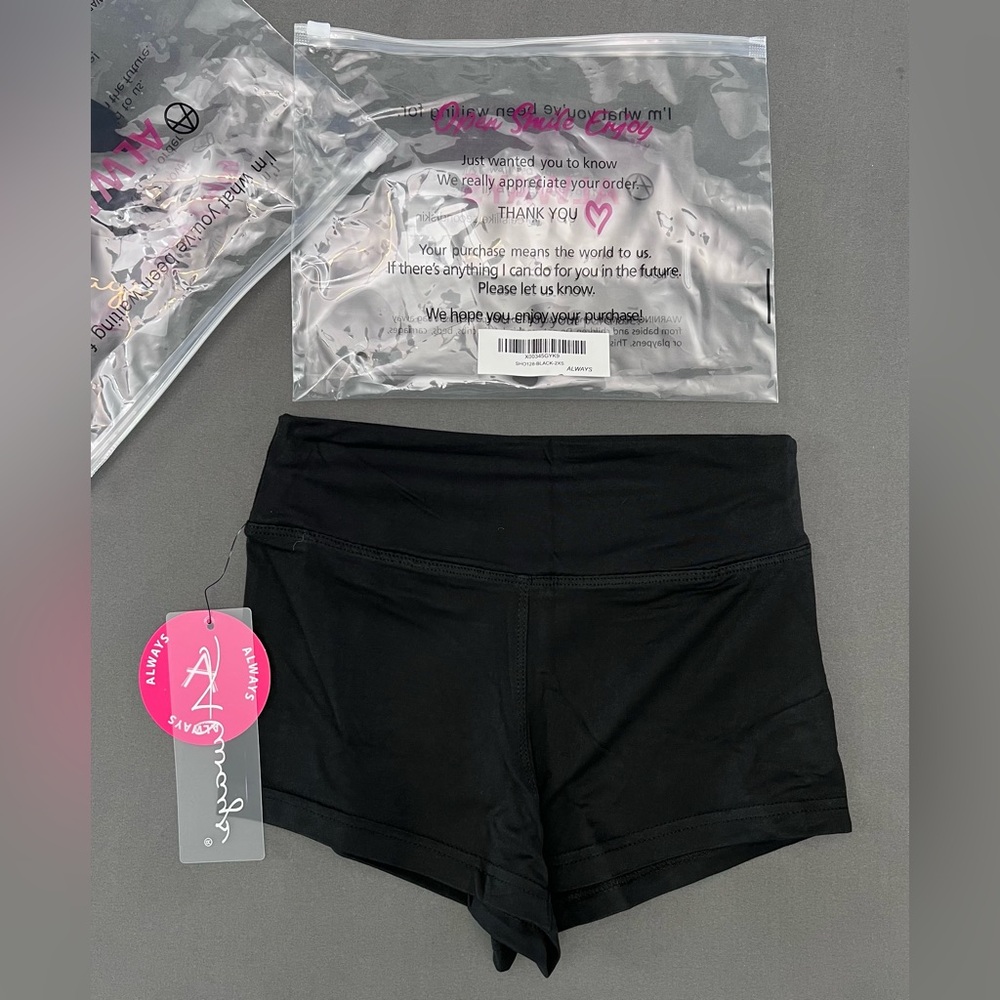 2 NWT Always Black Spandex Shorts Size 2XS
